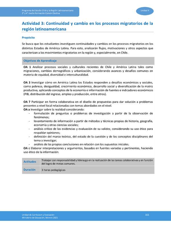 Actividad 3: Continuidad y cambio en los procesos migratorios de la región latinoamericana