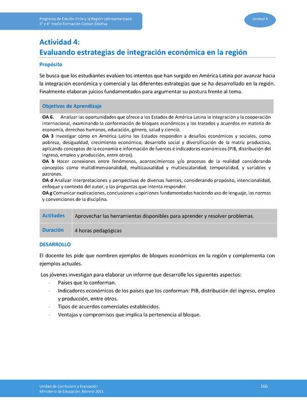 Actividad 4: Evaluando estrategias de Integración económica en la región