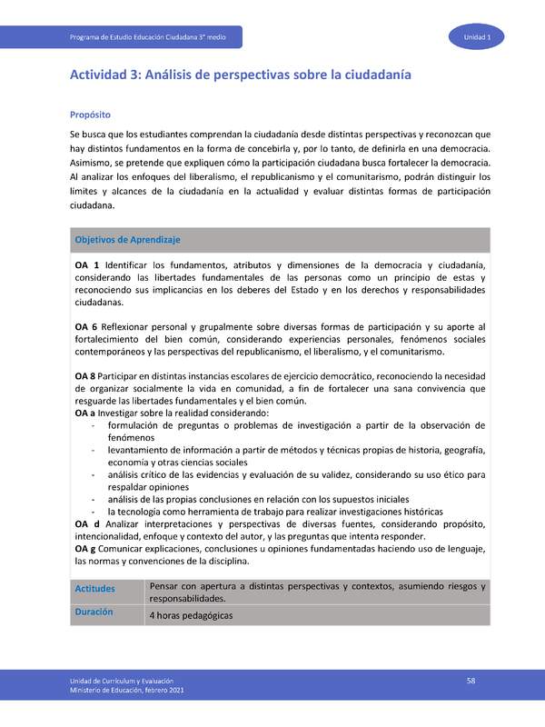 Actividad 3: Análisis de perspectivas sobre la ciudadanía