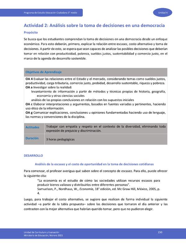 Actividad 2: Análisis sobre la toma de decisiones en una democracia