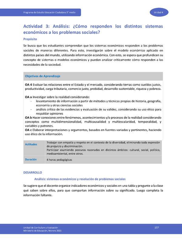 Actividad 3 - Análisis: ¿Cómo responden los distintos sistemas económicos a los problemas sociales?