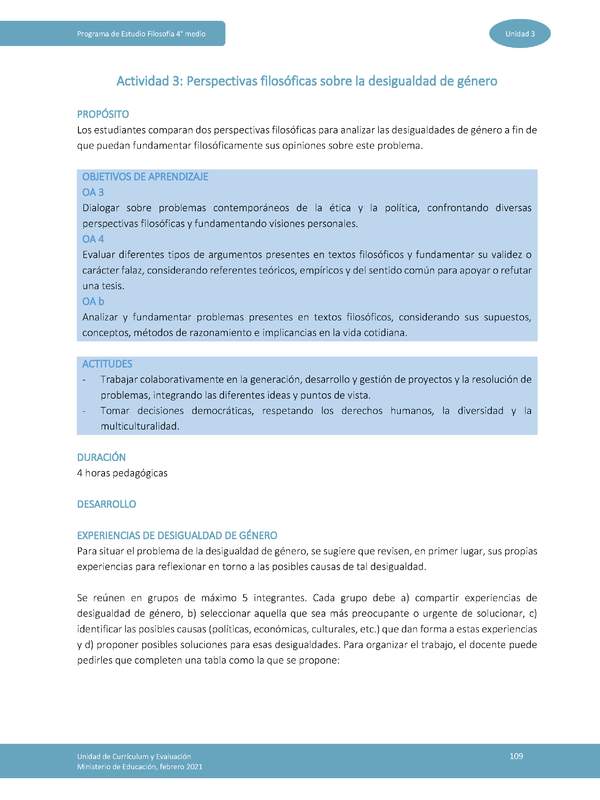 Actividad 3: Perspectivas filosóficas sobre la desigualdad de género