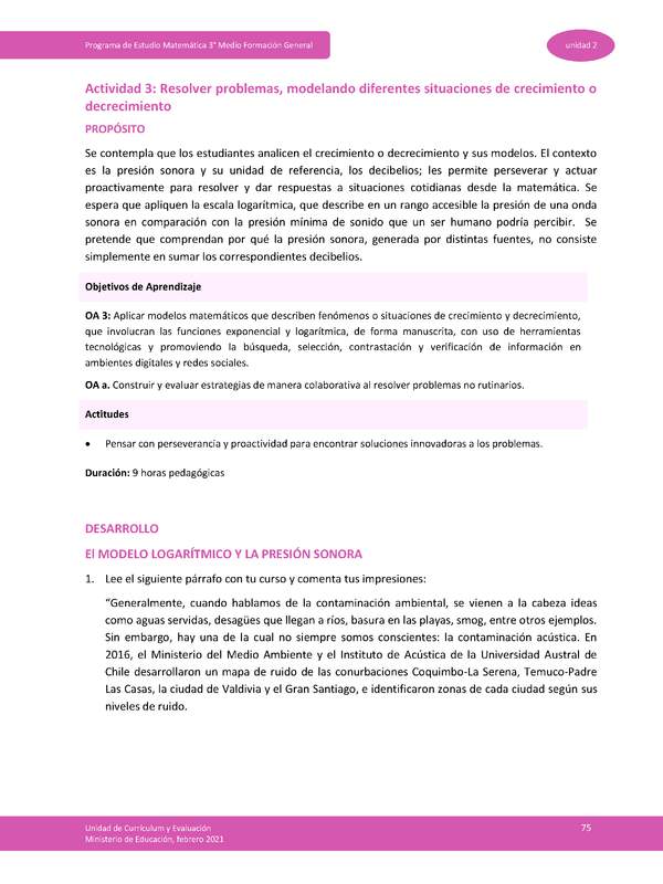 Actividad 3: Resolver problemas modelando diferentes situaciones de crecimiento o decrecimiento