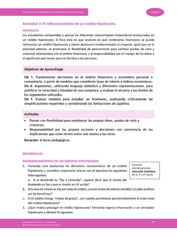 Actividad 3: El refinanciamiento de un crédito hipotecario