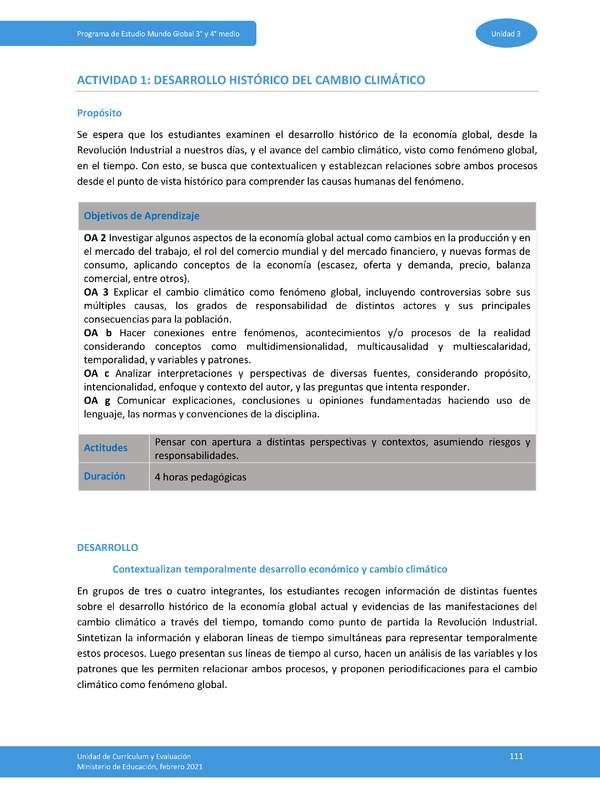 Actividad 1: Desarrollo histórico del cambio climático