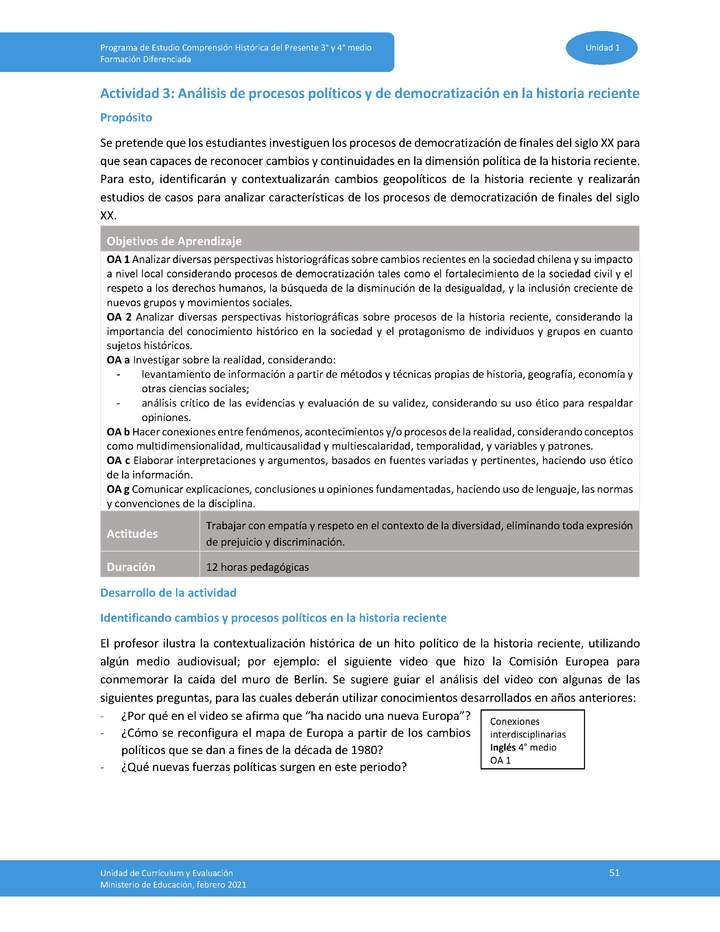 Actividad 3: Análisis de procesos políticos y de democratización en la historia reciente