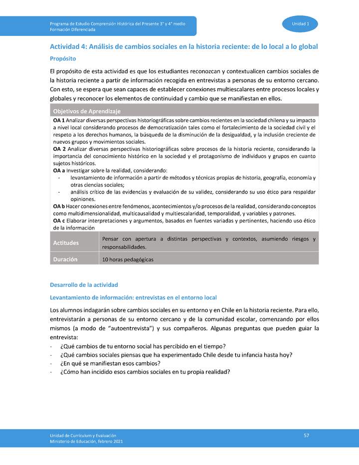 Actividad 4: Análisis de cambios sociales en la historia reciente: desde lo local a lo global