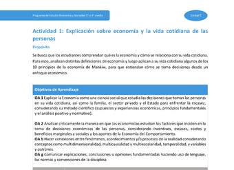 Actividad 1: Explicación sobre economía y la vida cotidiana de las personas