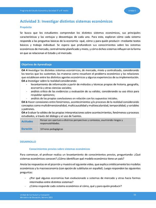 Actividad 3: Investigar distintos sistemas económicos