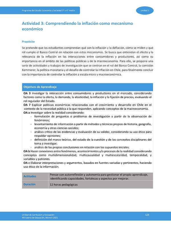 Actividad 3: Comprendiendo la inflación como mecanismo económico