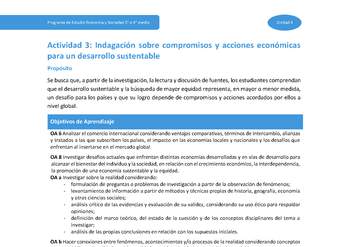 Actividad 3: Indagación sobre compromisos y acciones económicas para un desarrollo sustentable