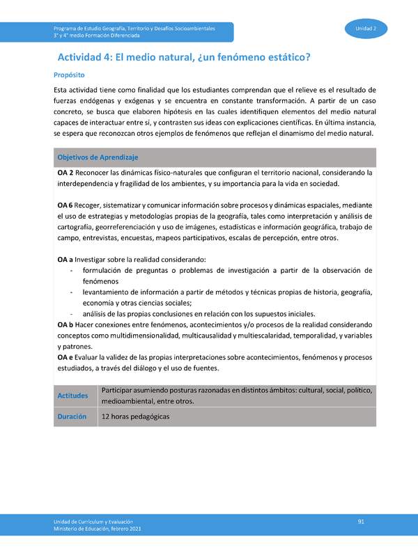 Actividad 4: El medio natural ¿un fenómeno estático?