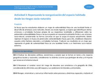 Actividad 3: Repensando la reorganización del espacio habitado desde los riesgos socionaturales