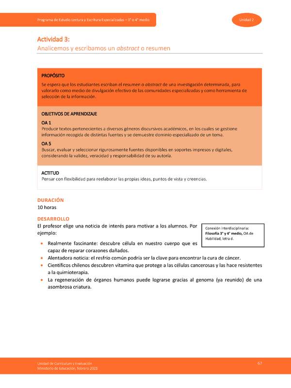 Actividad 3: Analicemos y escribamos un Abstract o Resumen