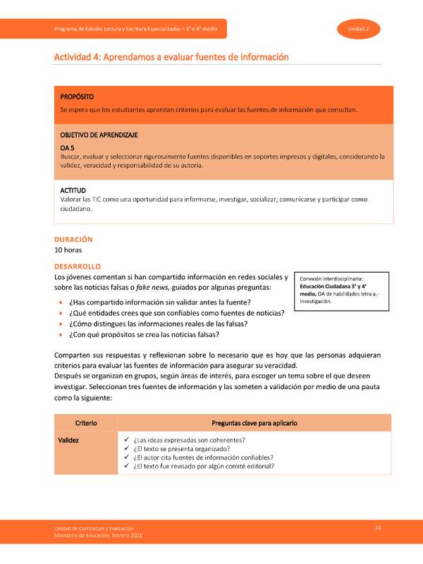 Actividad 4: Aprendamos a evaluar fuentes de información