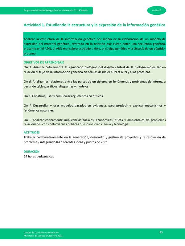 Actividad 1: Estudiando la estructura y la expresión de la información genética