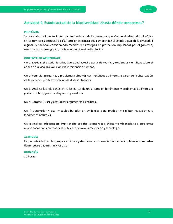 Actividad 4: Estado actual de la biodiversidad: ¿hasta dónde conocemos?