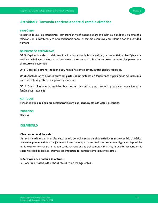 Actividad 1: Tomando conciencia sobre el cambio climático