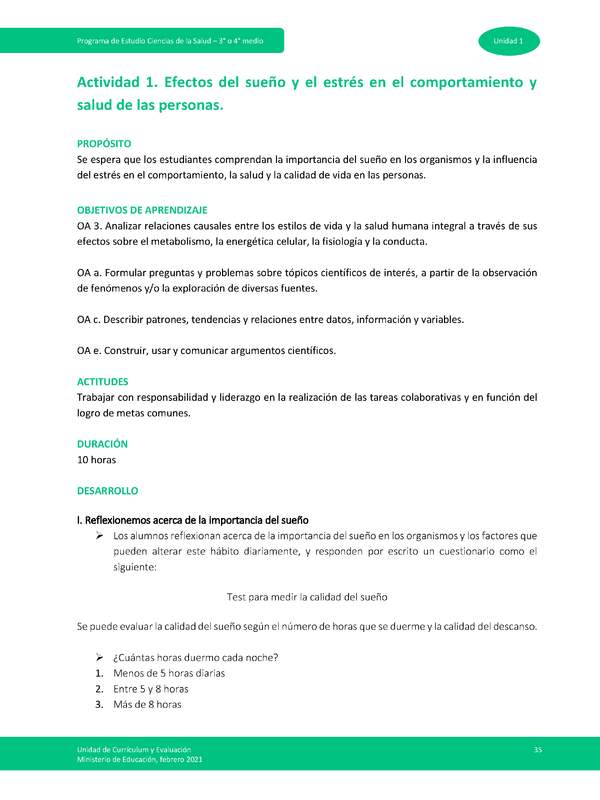 Actividad 1: Efectos del sueño y el estrés en el comportamiento y salud de las personas