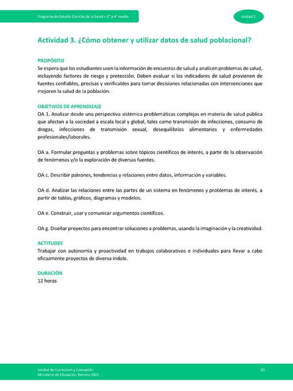 Actividad 3: ¿Cómo obtener y utilizar datos de salud poblacional?