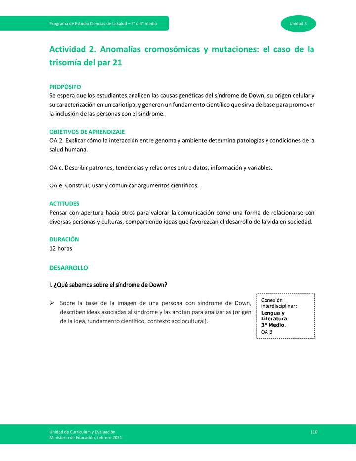 Actividad 2 - Anomalías cromosómicas y mutaciones: el caso de la trisomía del par 21