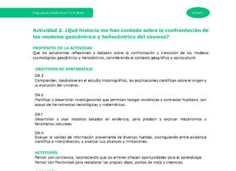 Actividad 2: ¿Qué historia me han contado sobre la confrontación de los modelos geocéntrico y heliocéntrico del cosmos?