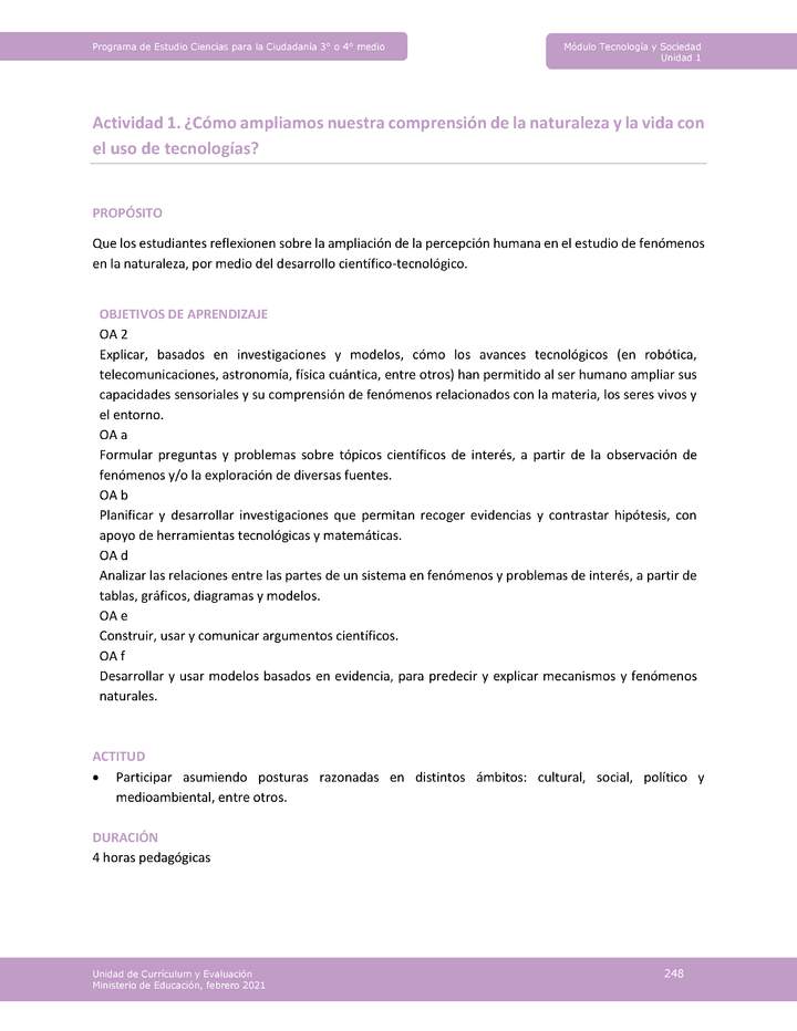 Actividad 1: ¿Cómo ampliamos nuestra comprensión de la naturaleza y la vida con el uso de tecnologías?