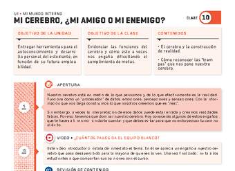 Guía 10. Mi mundo interno. "Mi cerebro, ¿mi mejor amigo o mi peor enemigo?"