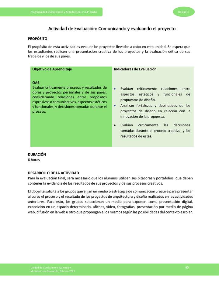 Actividad de evaluación: Comunicando y evaluando el proyecto