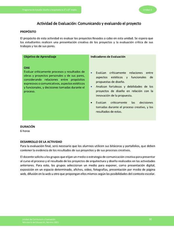 Actividad de evaluación: Comunicando y evaluando el proyecto