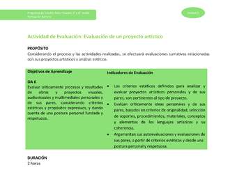 Actividad de evaluación: Evaluación de un proyecto artístico