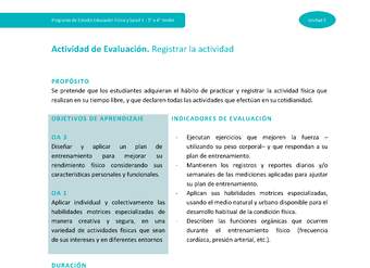 Actividad de evaluación Unidad 2: Registrar la actividad