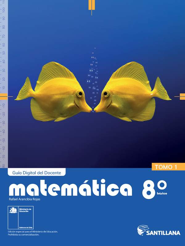 Matemática 8° básico, Santillana, Portada Guía didáctica del docente Tomo 1