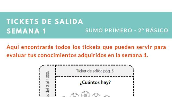 Ticket de salida Matemática 2º básico Unidad 1 Semana 1