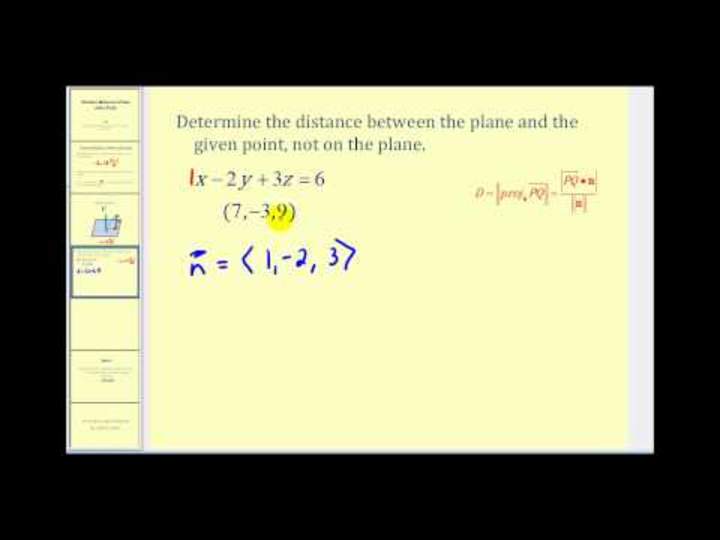 Determinación de la distancia entre un plano y un punto Determinación de la distancia entre un plano y un punto