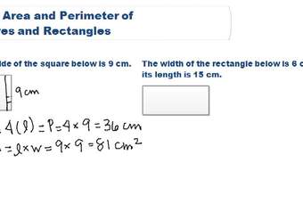 Área básica y perímetro de cuadrados y rectángulos - Ejemplo 1