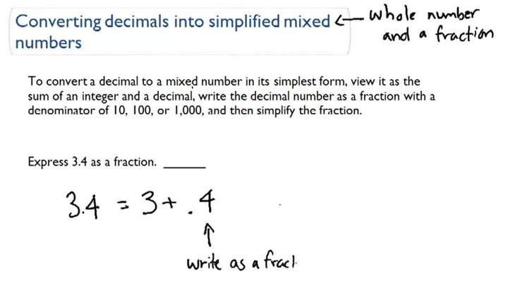 Convertir decimales en fracciones - Ejemplo 3 Convertir decimales en fracciones - Ejemplo 3
