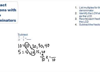 Sumar y restar fracciones con denominadores distintos usando LCM - Ejemplo 3
