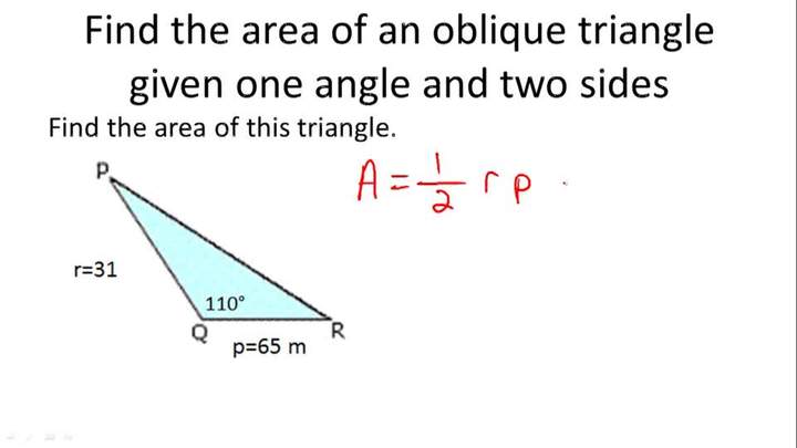 Encontrar el área de un triángulo oblicuo usando la ley de los senos - Ejemplo 1