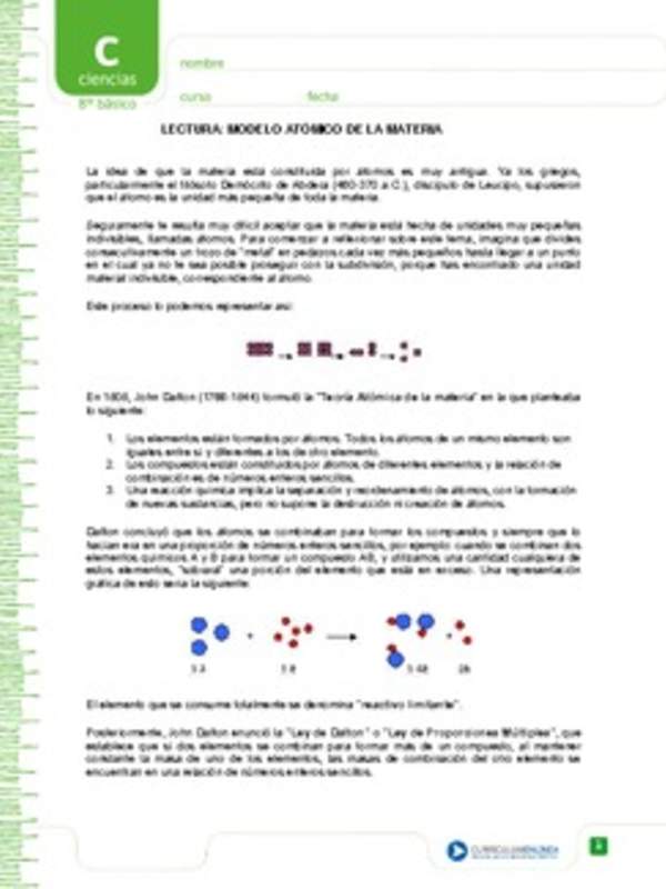 Modelo atómico de la materia