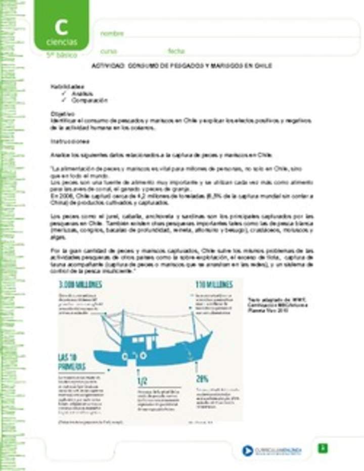 Consumo de pescados y mariscos en chile