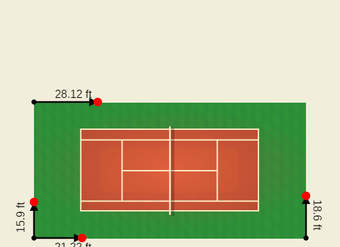 Perímetro de cuadrados y rectángulos: cancha de tenis