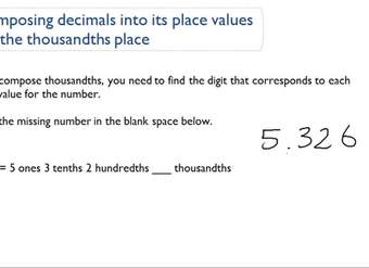 Descomponer decimales en valores de lugar a milésimas