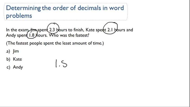 Determinación del orden de los decimales en problemas verbales Determinación del orden de los decimales en problemas verbales