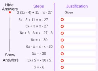 Propiedades de igualdad y congruencia: justificación de pasos algebraicos