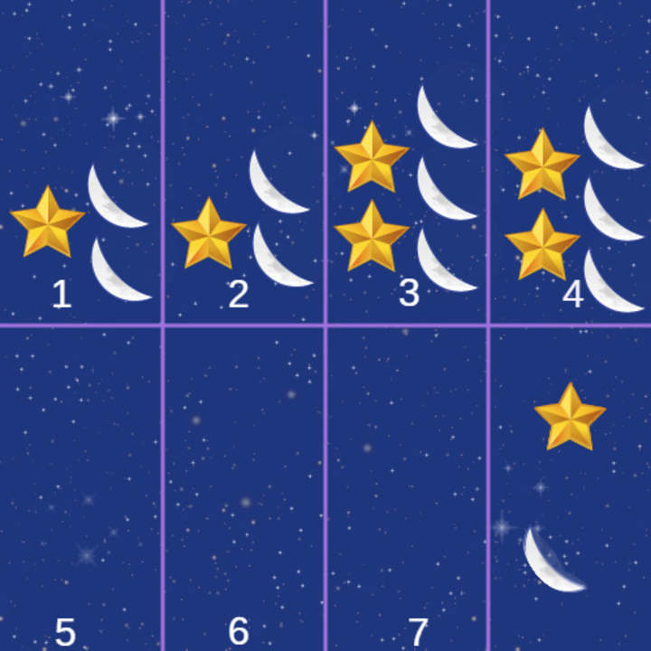 Encontrar patrones: estrellas y lunas Encontrar patrones: estrellas y lunas