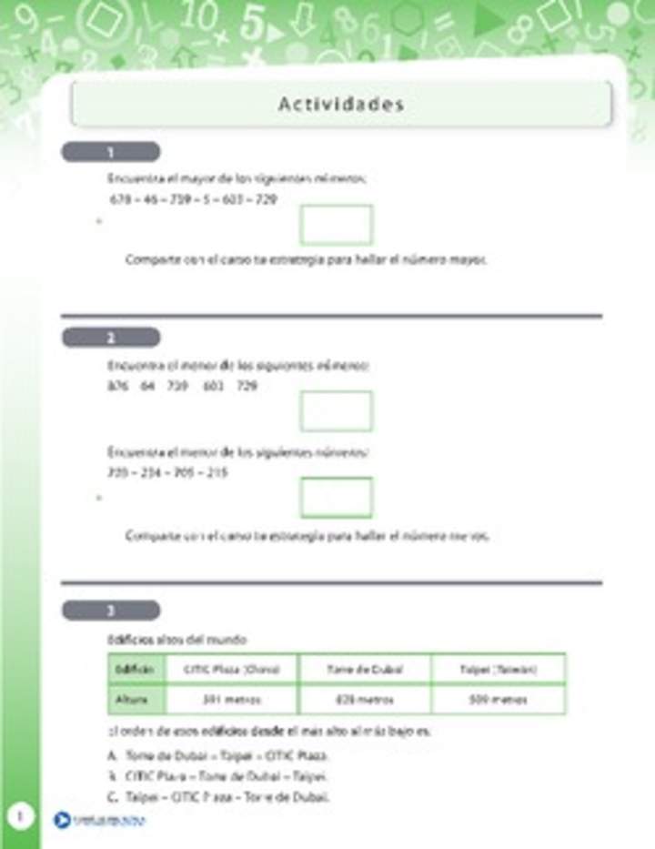 Estrategias para ordenar números