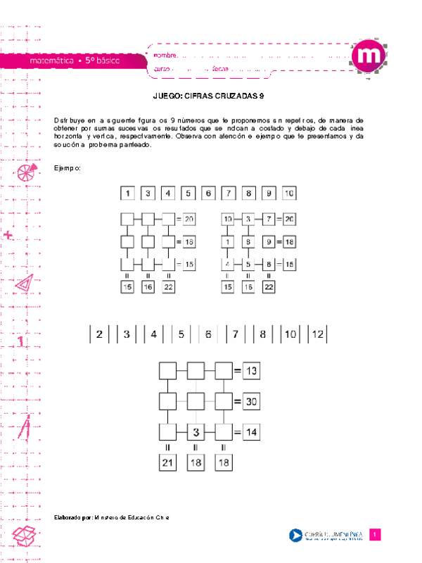 Juego : cifras cruzadas 9