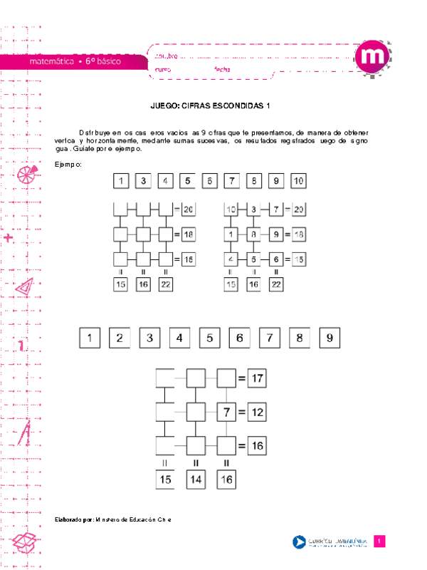 Juego: cifras escondidas 1