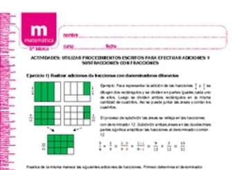 Utilizar procedimientos escritos para efectuar adiciones y sustracciones con fracciones